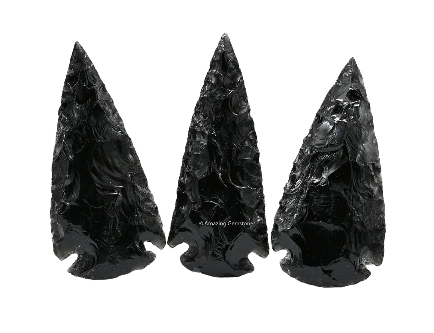Amazing Gemstone 3 Pieces Black Obsidian Arrowhead, Crystal and Healing Stone Flint Rock Arrow Head - 2 to 3 Arrowheads for DIY Project Craft Point Jewelry Making