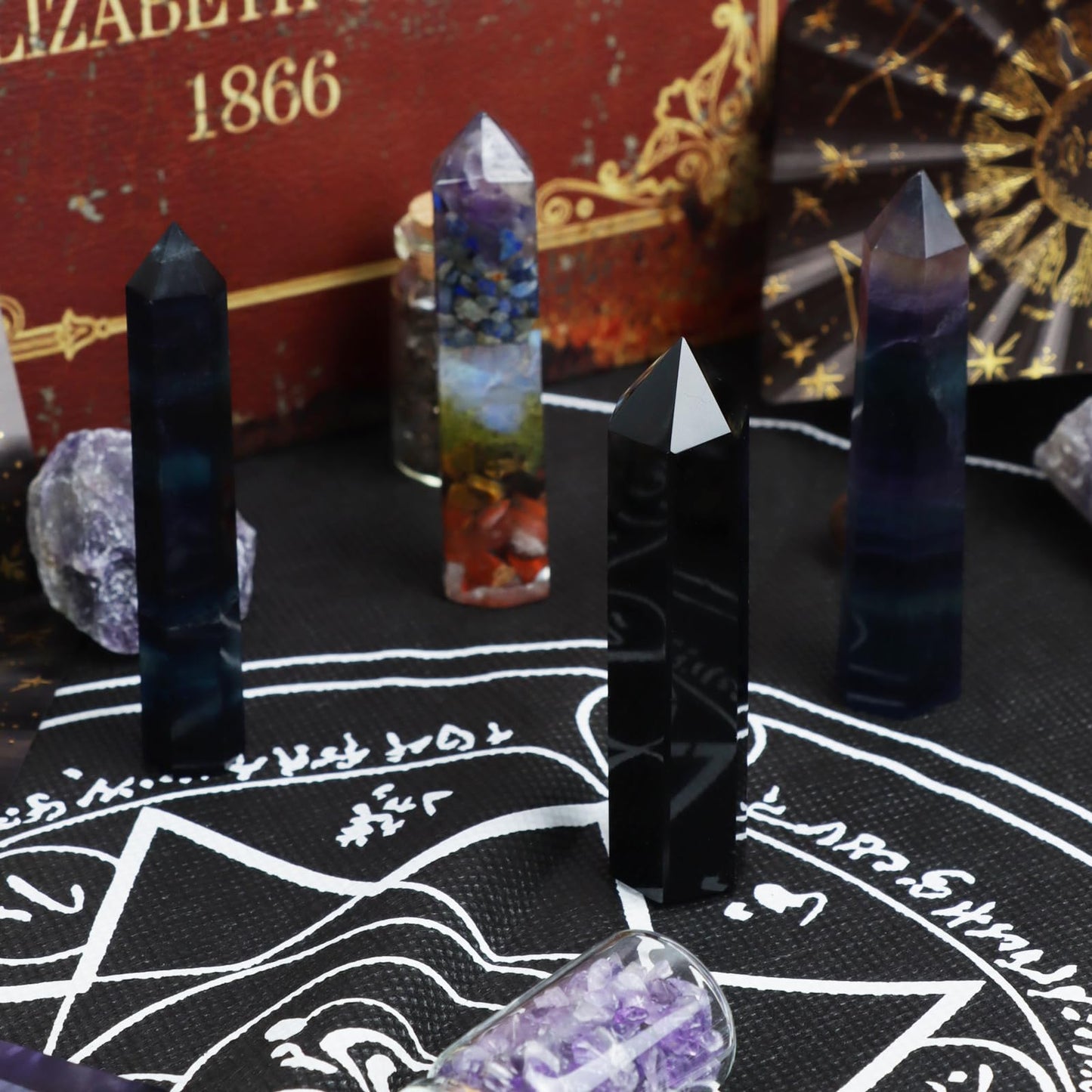 Fluorite Healing Crystals Wand, 3" Natural Crystals and Healing Stones, Polishing Reiki Energy Gemstones Crystal Points for Meditation Spiritual Decor Gifts for Women (Rainbow Fluorite-Large)