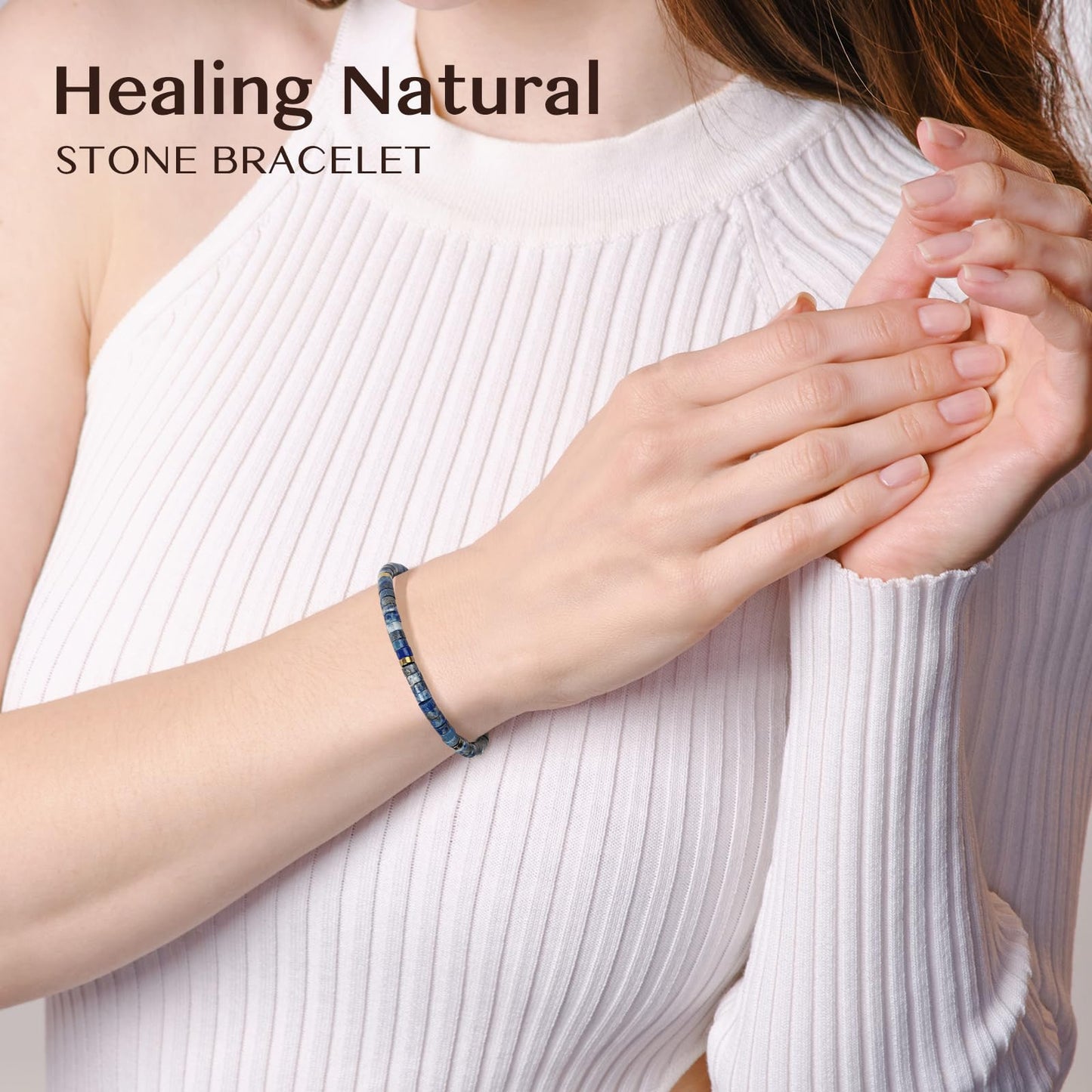ZOKCC Inspirational Christmas Bracelet Gifts for Women: Healing Natural Stone Bracelet - Thinking of You Get Well Soon Birthday Gifts for Friend Sister Bestie BFF
