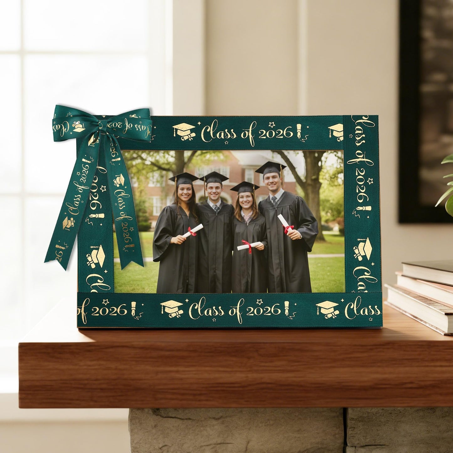 Class of 2026 Ribbon Graduation Ribbon for Flower Bouquet 3 Rolls 60 Yards Green and Gold Satin Ribbons 1 Inch Congrats Grad Ribbons for Gift Wrapping Crafts Graduation Party Decor Lei Making