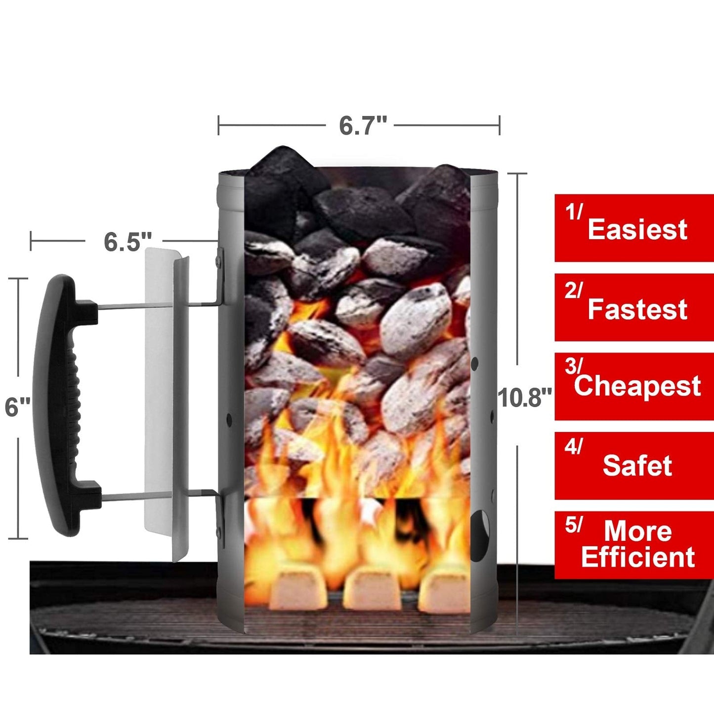 CADARA Charcoal Chimney Starter Set Charcoal Chimney Lighter Can A 1472℉ Heat Resistant Grill Glove Portable BBQ Fan Air Blower Outdoor Cooking Charcoal Barbecue Holder Accessories