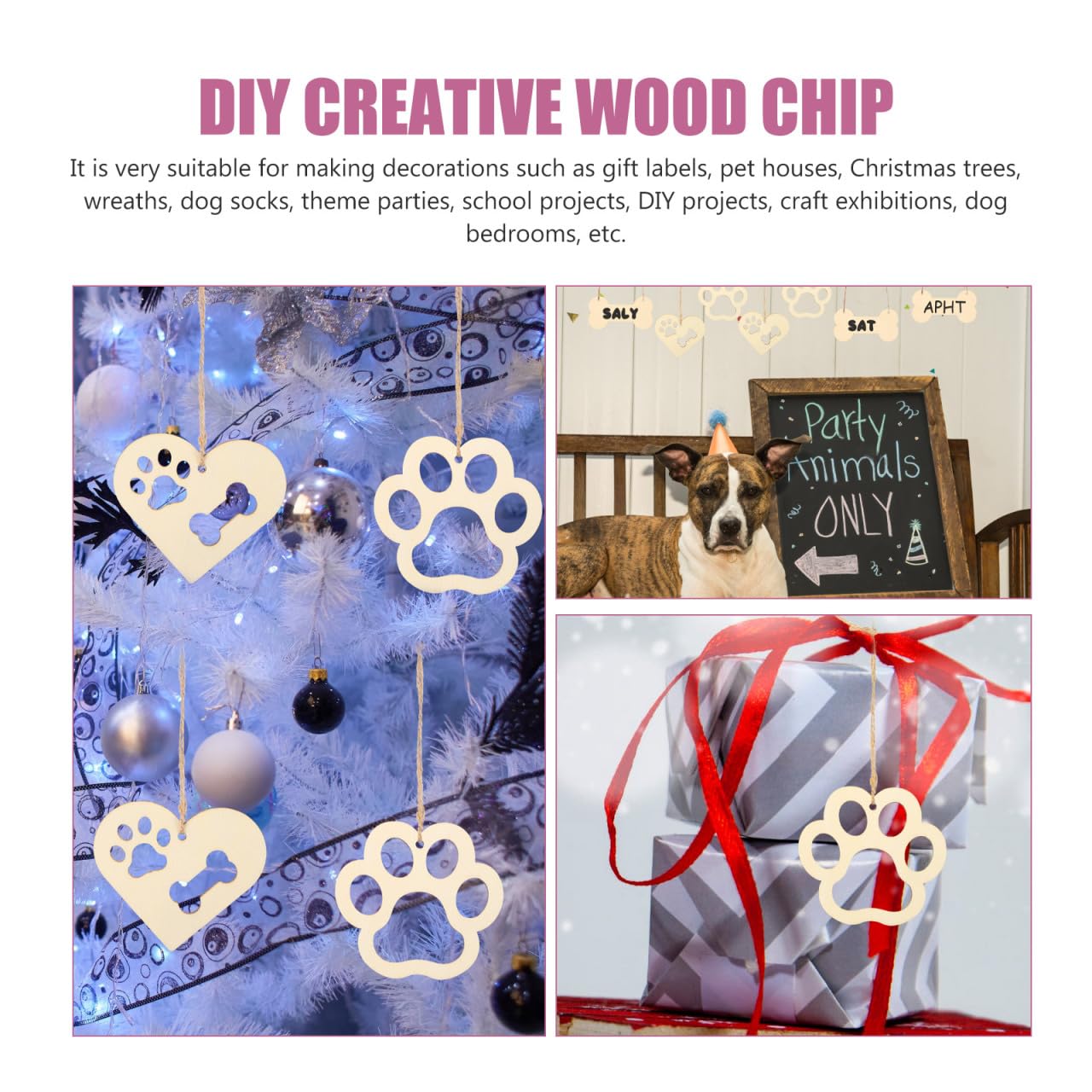 Healifty Wooden Heart Cutouts Ornaments: 34Pcs Love DIY Craft Wood Paw Pieces with 10M Rope for Valentine's Day Party Decorations and Autumn Creative Handmade Ornaments