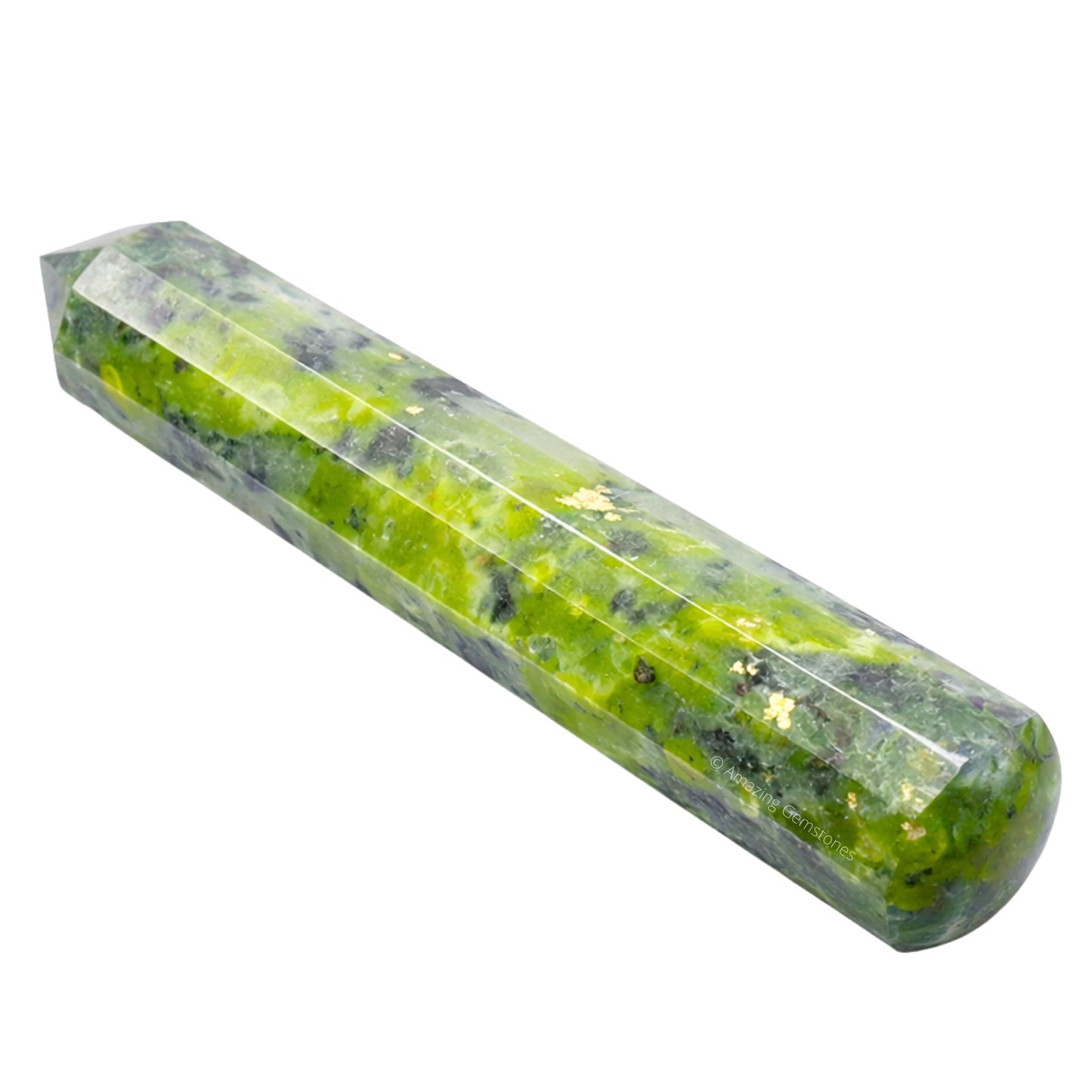 Amazing Gemstone Green Jade Crystal Wand Massage Stick - Pelvic Wand Gua Sha for Adults - Crystals and Healing Stones Massage Wands for Adults Gifts (Pointed)