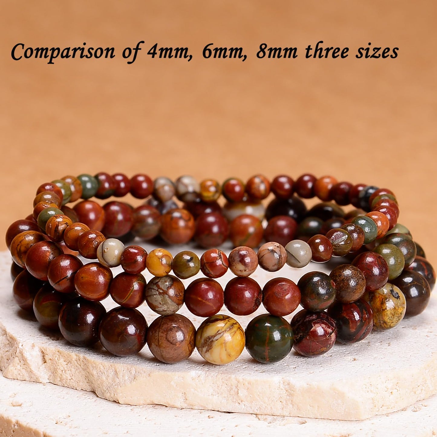 CHCCOYE 6mm Natural Healing Gemstone Bracelet Handmade Yoga Stretch Elastic Bracelet Stress Relief Crystal Jewelry for Men and Women (6mm Picasso)