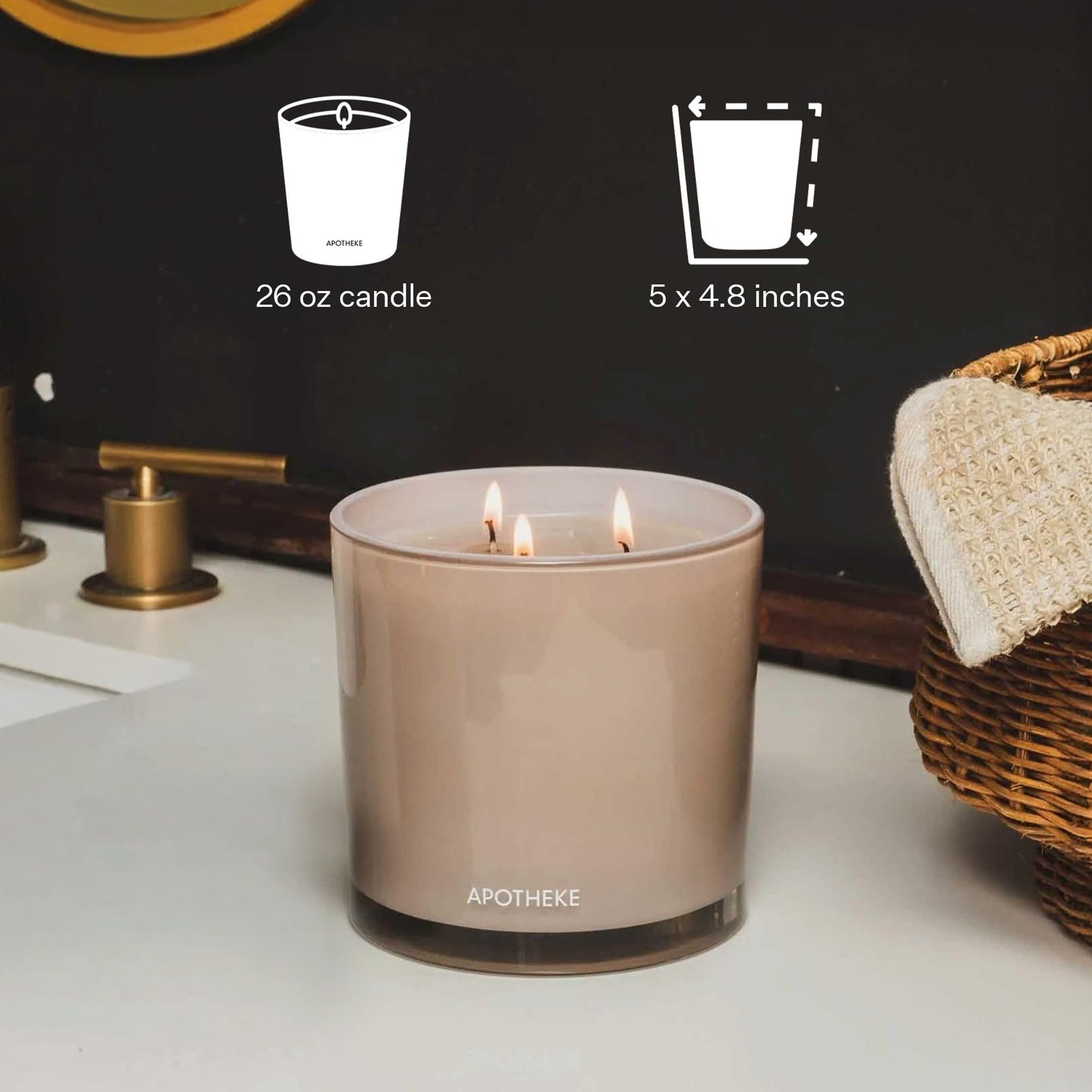 Apotheke 3-Wick Scented Candles for Home, Earl Grey Bitters - 26 oz Soy Wax Aromatherapy Jar Candle Gift for Women - Long-Lasting Fragrance with Perfume-Grade Essential Oils - Bergamot, Peony & Lemon