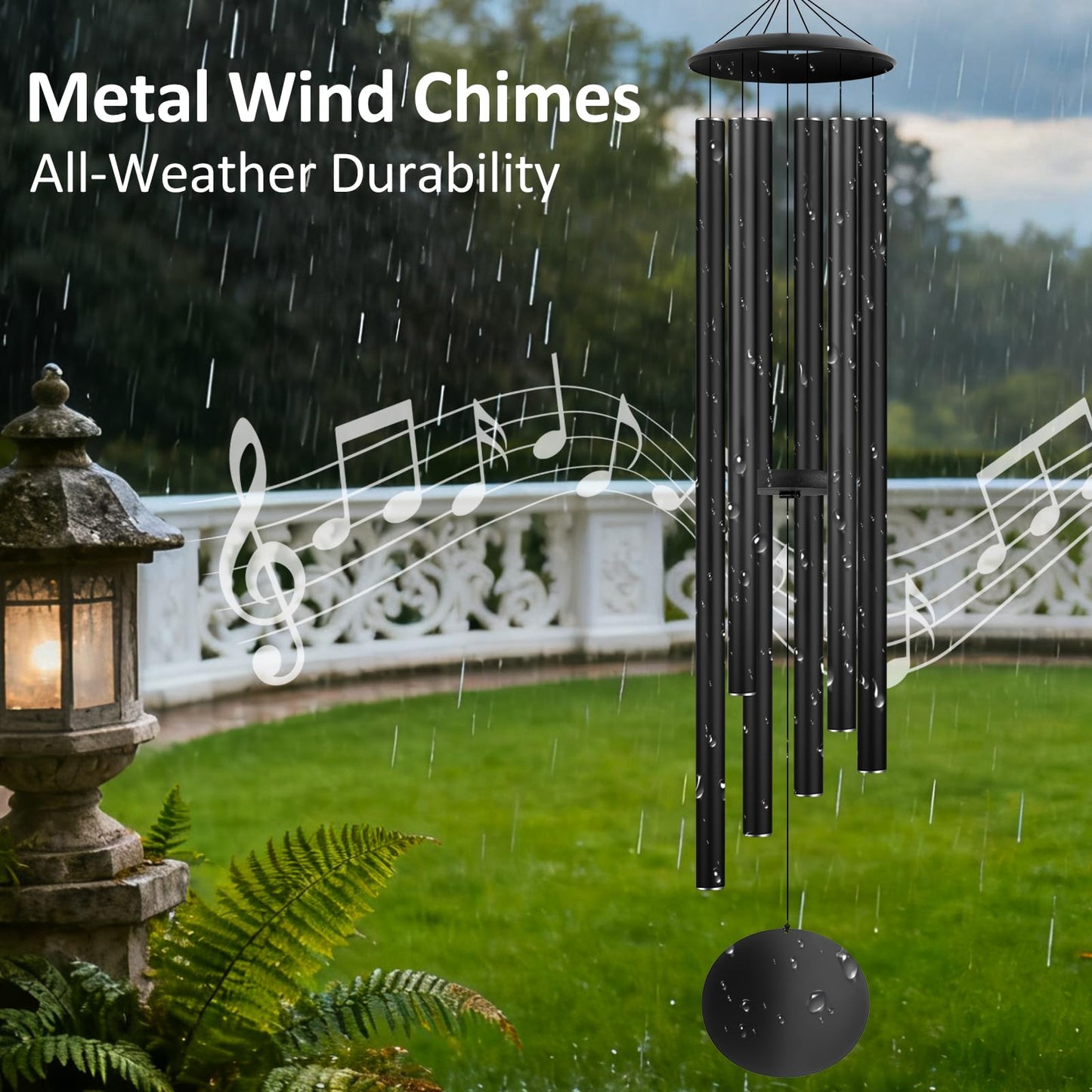54" Large Wind Chimes for Outside Deep Tone - Gift Box Packaged, Soothing Windchimes Outdoors with 6 Thickened Aluminum Tubes for Garden Decor, Gifts for Mother's Day, Friends and Loved Ones (Black)