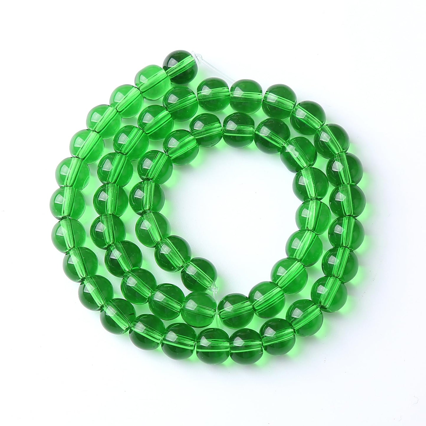 38pcs 10mm Smooth Green Crystal Glass Quartz Beads Round Loose Beads for Jewelry Making DIY Bracelet Necklace 15" Energy Healing Power Stone Beads (10mm, Green Crystal Glass)