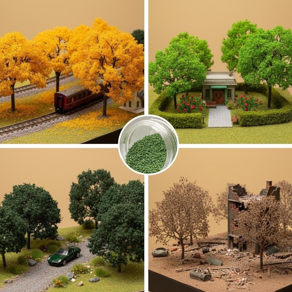ZZZ SAN ZHI Multicolor Leaf Model - 300ml Miniature Scenery Material for Train Railway, Diorama, Car Scene & Scale Landscape Layouts (Golden Yellow)