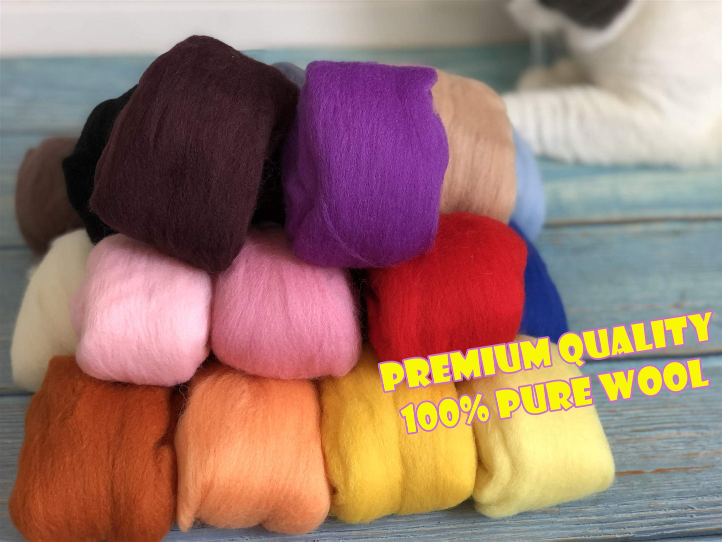 T.F GHG Wool Roving for Needle Felting,20 Colors Total 250G/8.8OZ,100% Natural New Zealand Wool,Fine Wool for Felting Yarn Craft Supplies, Wet Felting & Spinning Needlecrafts for Starter Beginner