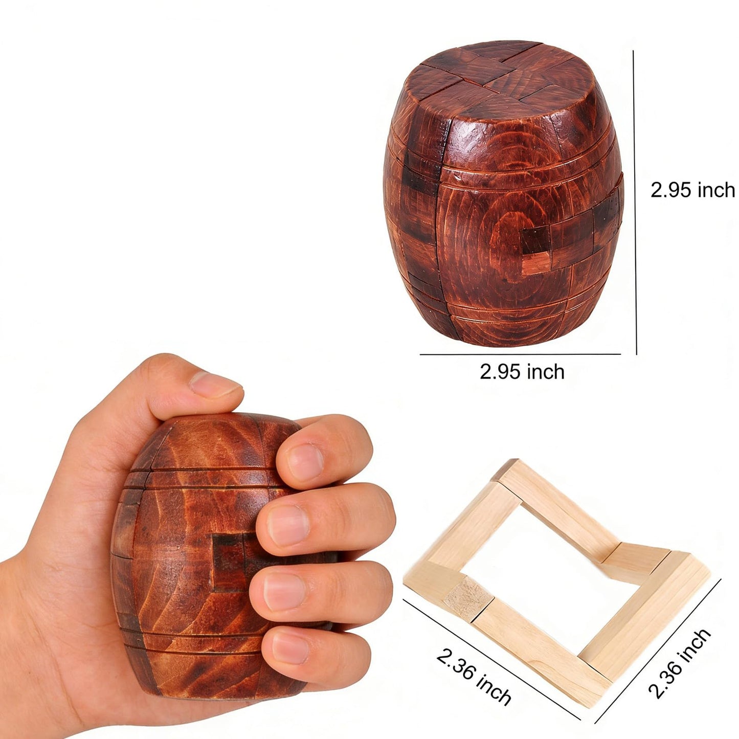 RICHOOSE Wooden Brain Teaser Puzzles for Adults - Challenging 3D IQ Logic Games for Teens 14+, Stress Relief Desk Toys & Office Decor, Unique Gifts for Men, Women, Seniors (Barrel)