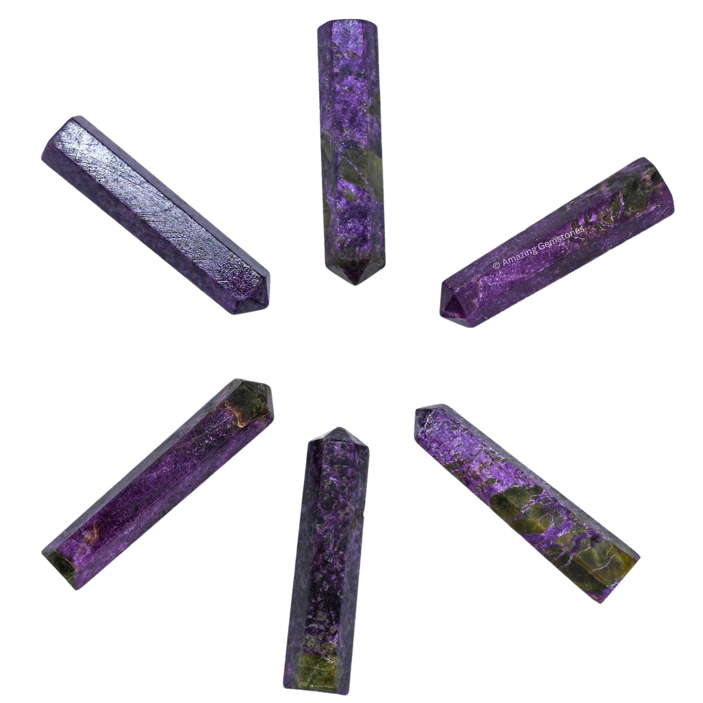 Amazing Gemstone Stichtite Crystal Points Bulk Healing Crystals and Stones - Pack of 3 Single Terminated Healing Wand Point Bulk Crystals for Crafts, Crystal Grid, DIY Work
