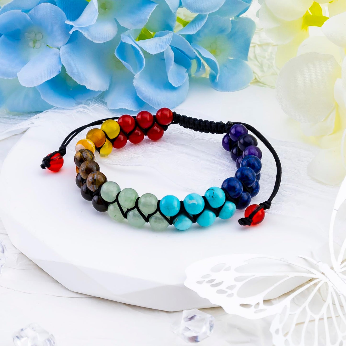 OZUEMUL Bead 7 Chakra Bracelet for Men Women, Healing Crystals Bracelet, Yoga Stone Beads Bracelets, Meditation Relax Anxiety Bangle for Women Men Bracelets