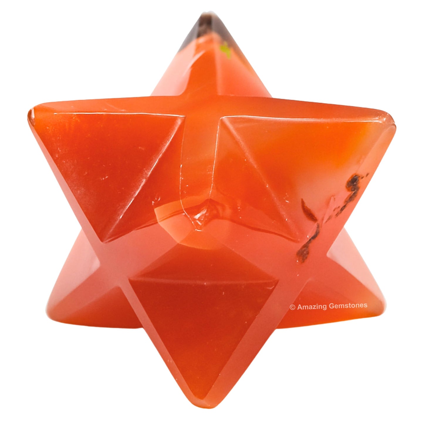 Amazing Gemstone Carnelian Merkaba Crystal - 0.75 Inches Metaphysical Merkaba Star for Meditation - Energetic Tetrahedron Crystal and Healing Stones for Spiritual Growth and Healing (15-20mm)
