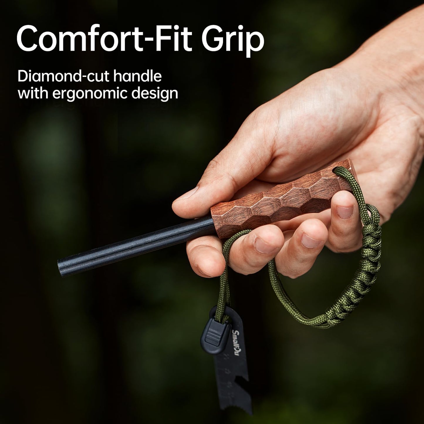 Ferro Rod Fire Starter, Survival Flint and Steel Fire Starter Kit for Hiking, Bushcraft,Camping Essentials Gear, Emergency Supplies - Ideal Gift for Outdoor Enthusiast (Beech Handle)