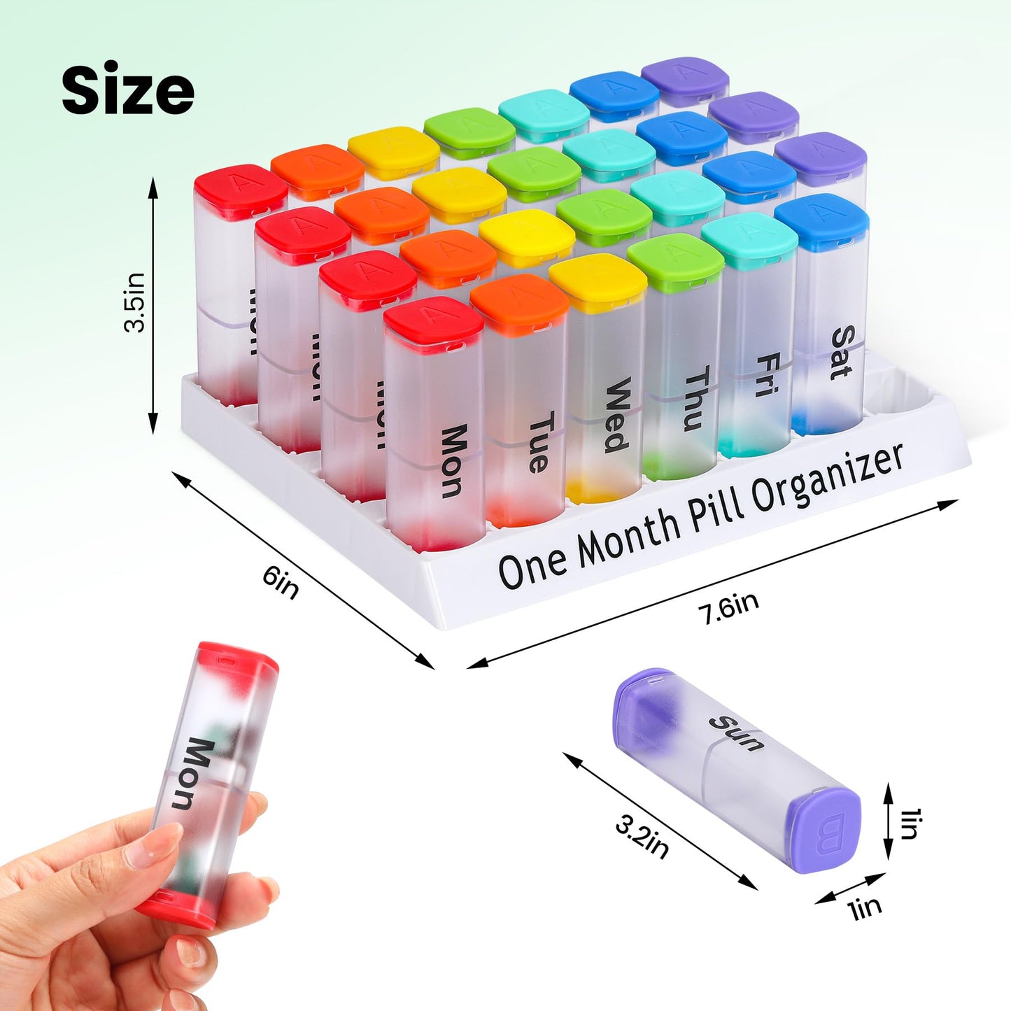 CAidRE Monthly Pill Organizer 2 Times a Day - 28 Day Pill Box AM PM, Clear One Month Pill Case for Vitamins, Supplements, Medications - Daily Medicine Organizer for Home & Travel