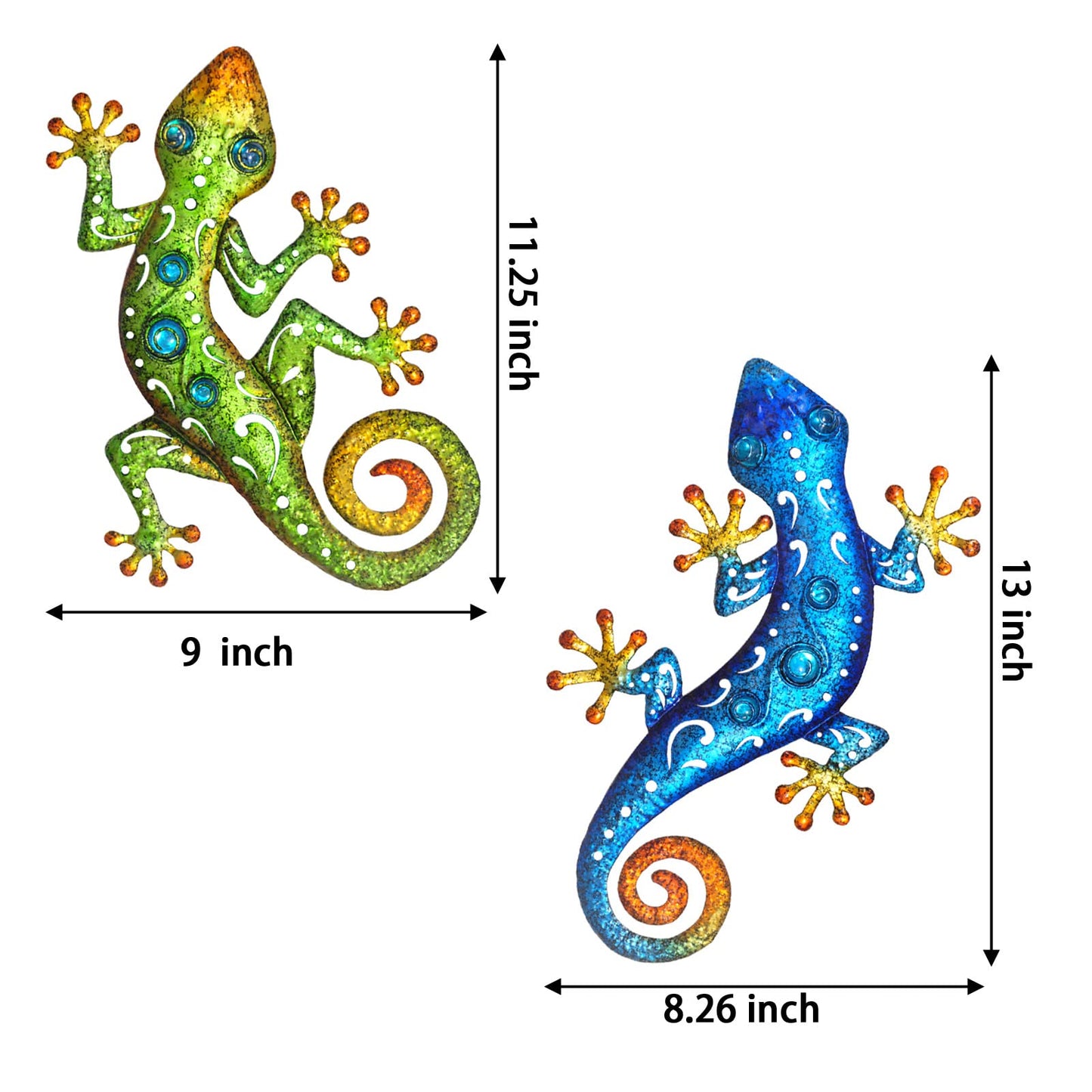 wotieuns Metal Gecko Wall Decor Lizard Wall Sculpture Garden Art Hanging Indoor Outdoor Suitable for Patio Porch Fence Living Room Patio Decor.