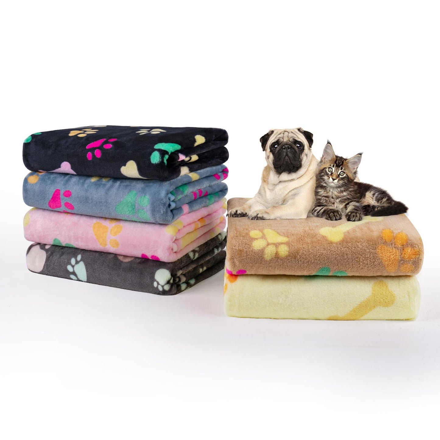 Dono 1 Pack 6 Dog&Cat Blanket, Soft Fluffy Fleece Puppy Blanket for Small Medium Large Dogs Girl, Pink Paw Print Puppy Dog Cat Warm Sleep Mat Blankets Essentials for Dogs