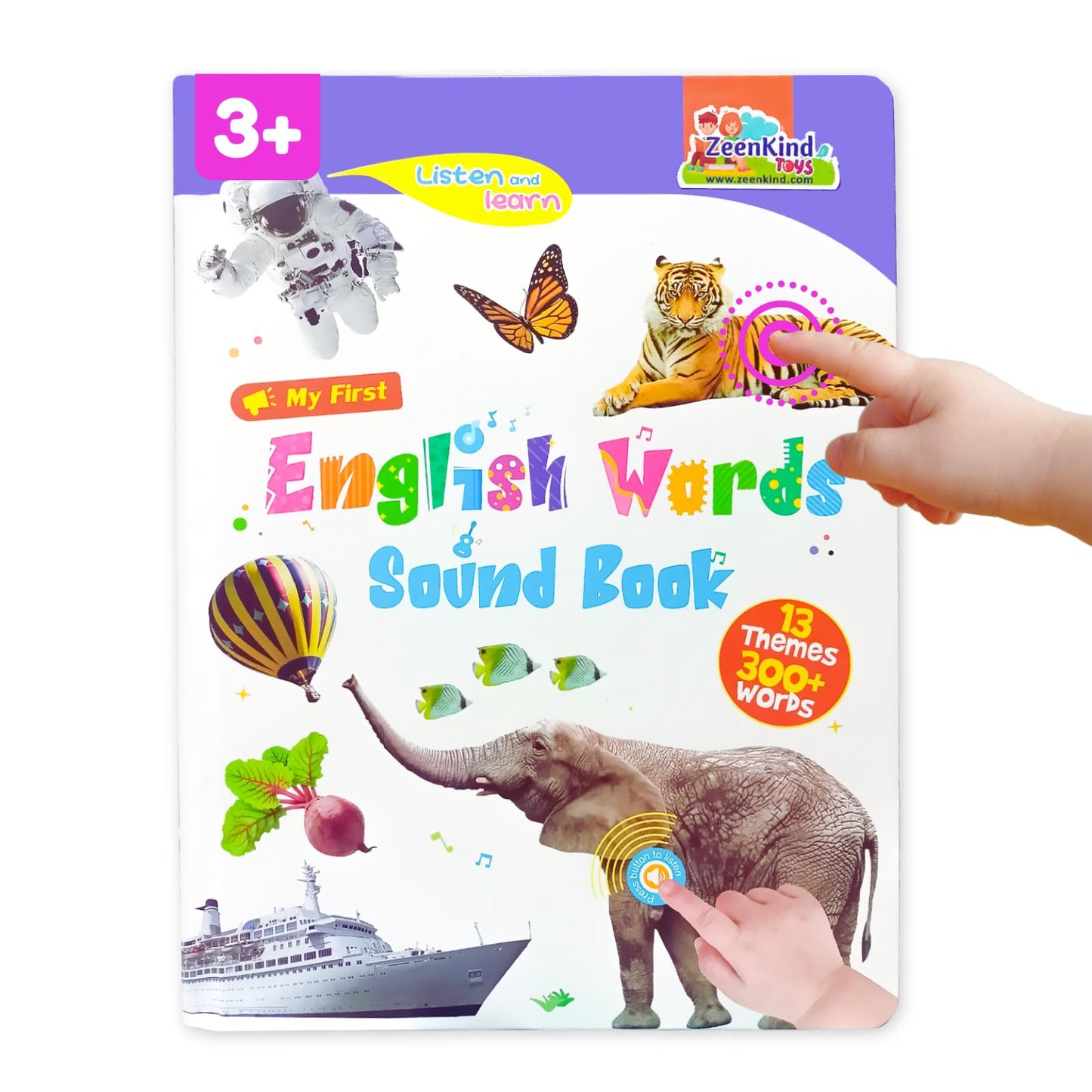 ZeenKind English Words Sound Book for Kids Toddlers 3,4,5 Years Old, 300+ Words Talking Interactive Audio Books for Early Learning English, and Educational Electronic Toy