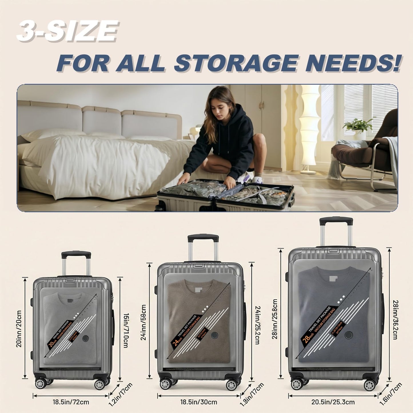 15 Pack Luggage Suction Packing Vacuum Seal Bags for Clothing Travel Vacuum Bags with Rechargeable Electric Pump,Space Vacuum Storage Bags for Clothes,Compression Bags for Travel