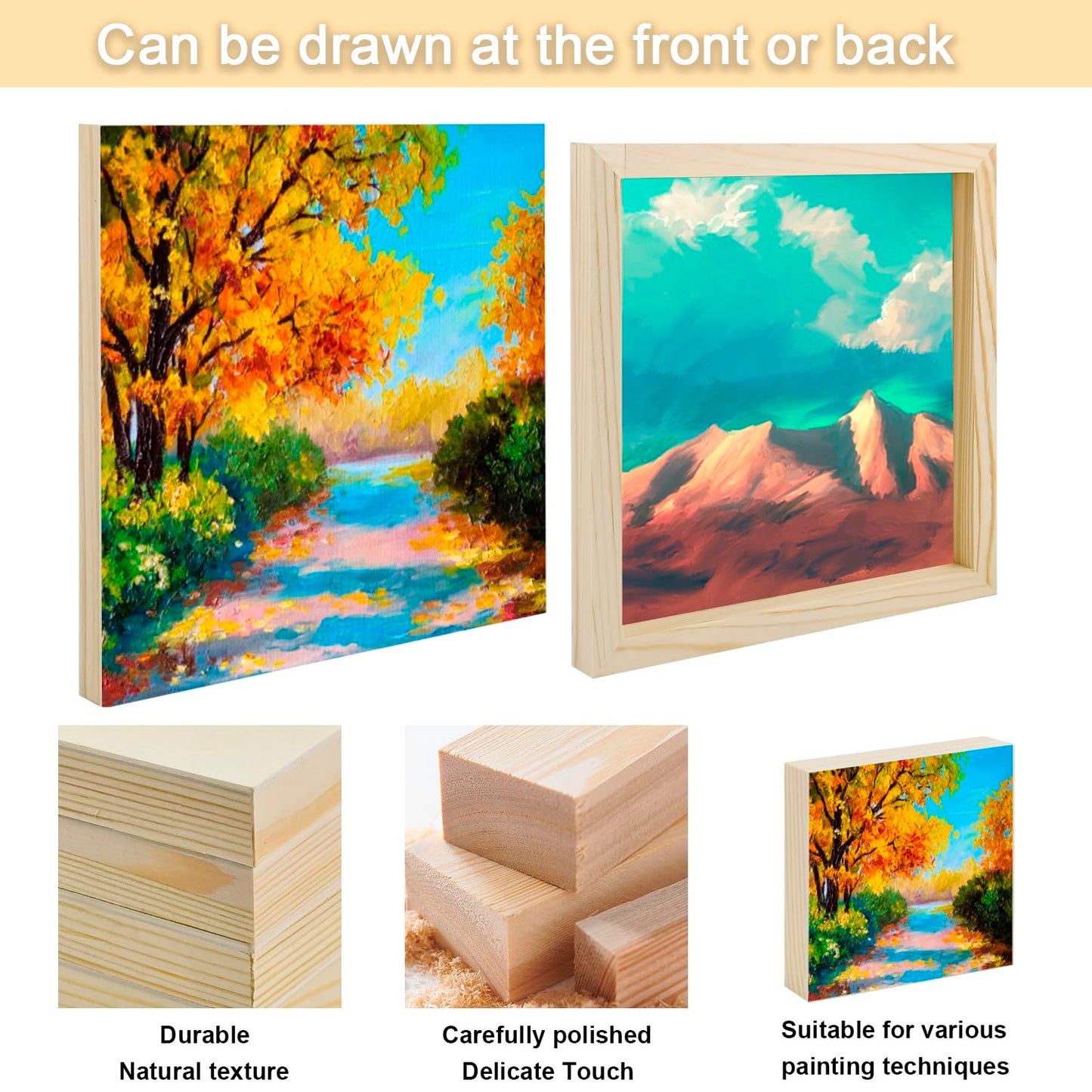 Unfinished Wood Panels, 10 x 10 Inch Wood Canvas Boards, 5 Pcs Wooden Canvas Panels Boards for Crafts Painting Canvas DIY Art Projects Pouring Arts Use with Oils Acrylics