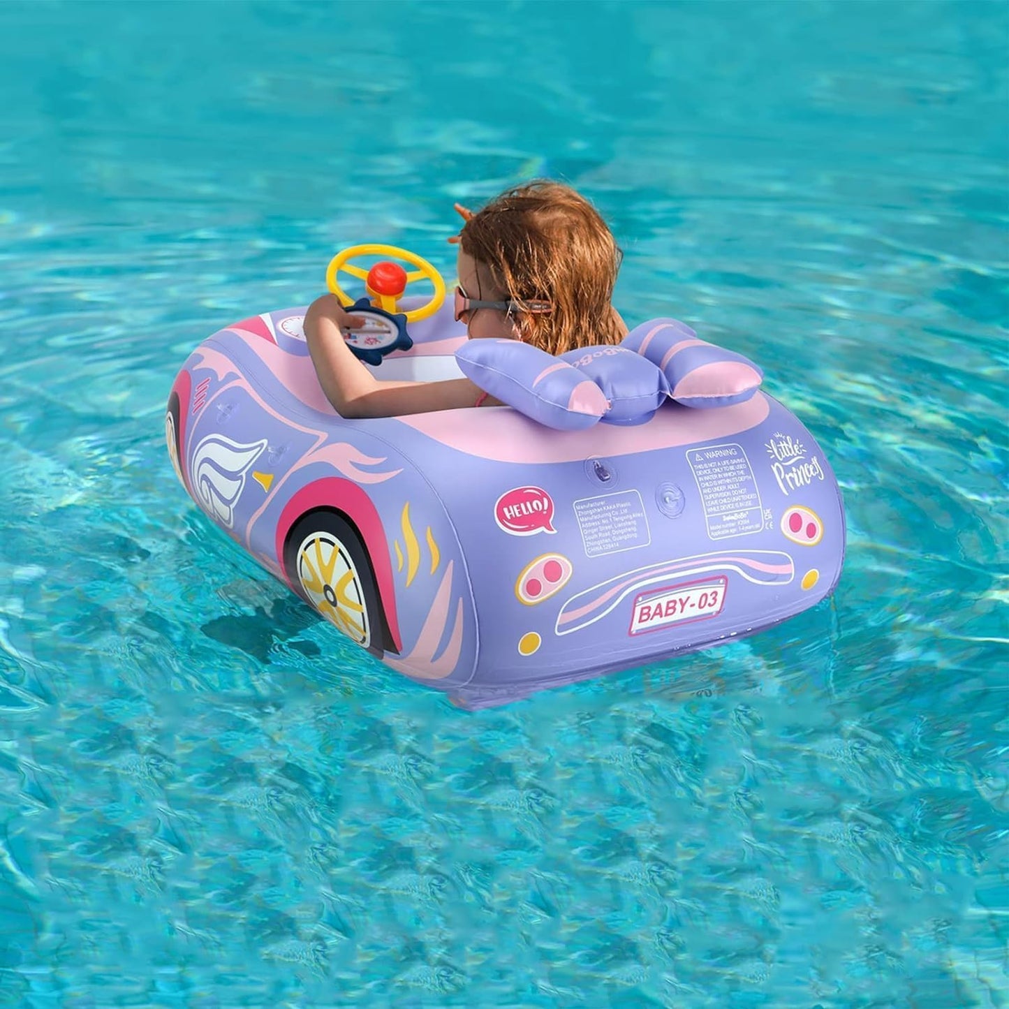 Baby Pool Float 3D Car Baby Floaties for Toddlers 12-48 Months Heavy Duty Infant Swim Float Toddlers Pool Floats Kids Swim Floaties Swimming Pool Floats for 1-4 Years Toddler Floaties for Boys & Girls