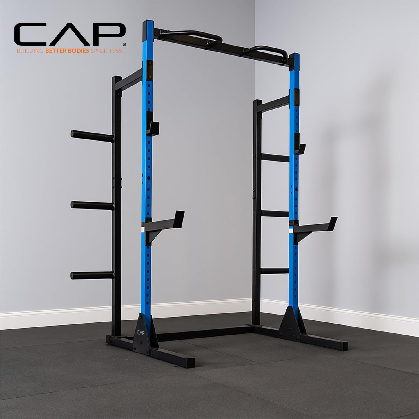 Cap Power Rack with Pull Up Bar & Attachments - Squat Rack & Strength Training Power Cage for Home Gym - Gray