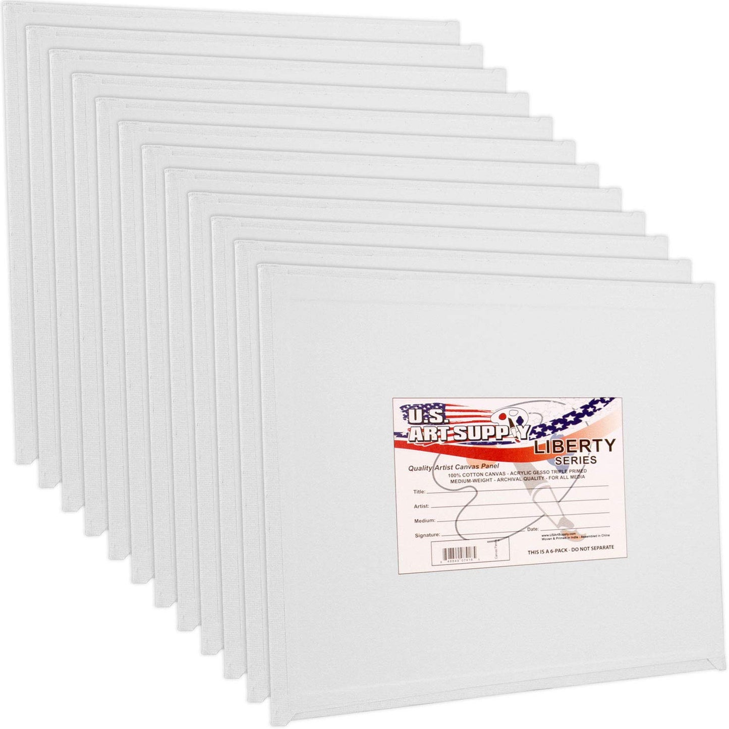 U.S. Art Supply 12 X 12 Inch Art Canvas Board Panels 12 Pack - 8 Ounce Heavyweight Cotton Acid Free Canvases for Painting Acrylics and Watercolor (1 Case of 12 Single Canvas Painting Panels)