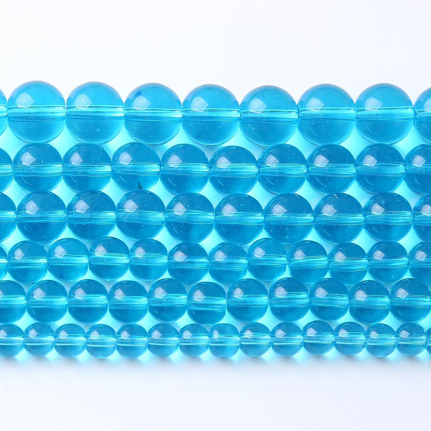 36pcs 10mm Topaz Blue Crystal Glass Beads Round Loose Spacer Beads for Jewelry Making DIY Bracelet Necklace(Blue Crystal Glass, 10mm)