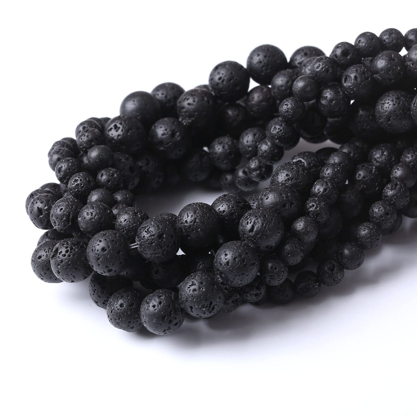 60PCS 6MM Natural Lava Stone Beads Energy Healing Beads for DIY Jewelry Bracelet Necklace Making for Jewelry Making15Inch