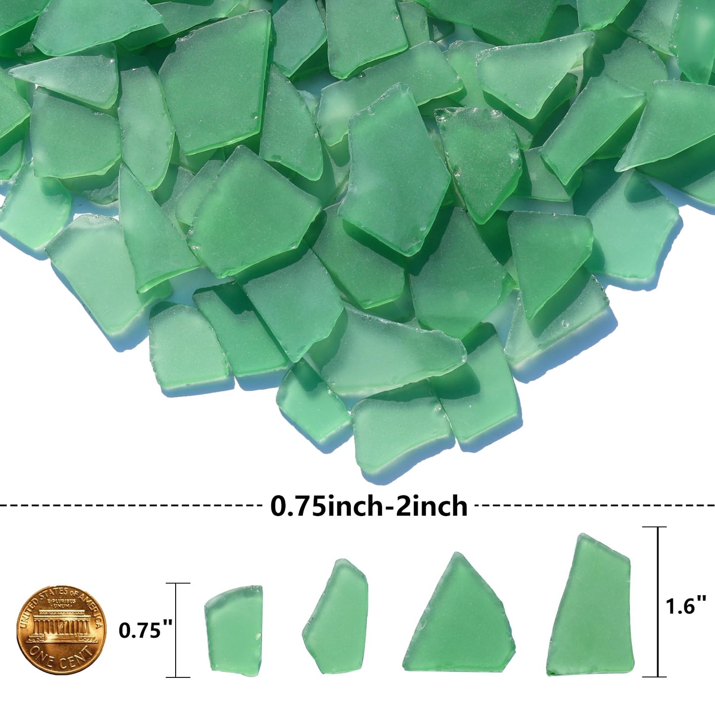 Sea Glass for Crafts - 34oz Green Frosted Seaglass Pieces - Vase Filler and Aquarium Ornament, DIY Craft Supplies for Art, Beach Weddings, and Home Decor