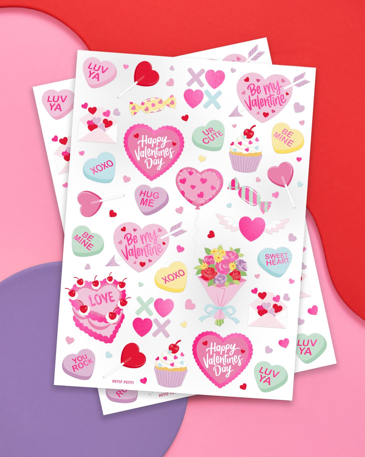xo, Fetti Valentine's Day Temporary Tattoos - 54 Hot Pink Foil Styles | V-Day Party Decoration, Galentines, Party Favor, Be Mine, Candy Heart, Vday Supplies, XOXOs