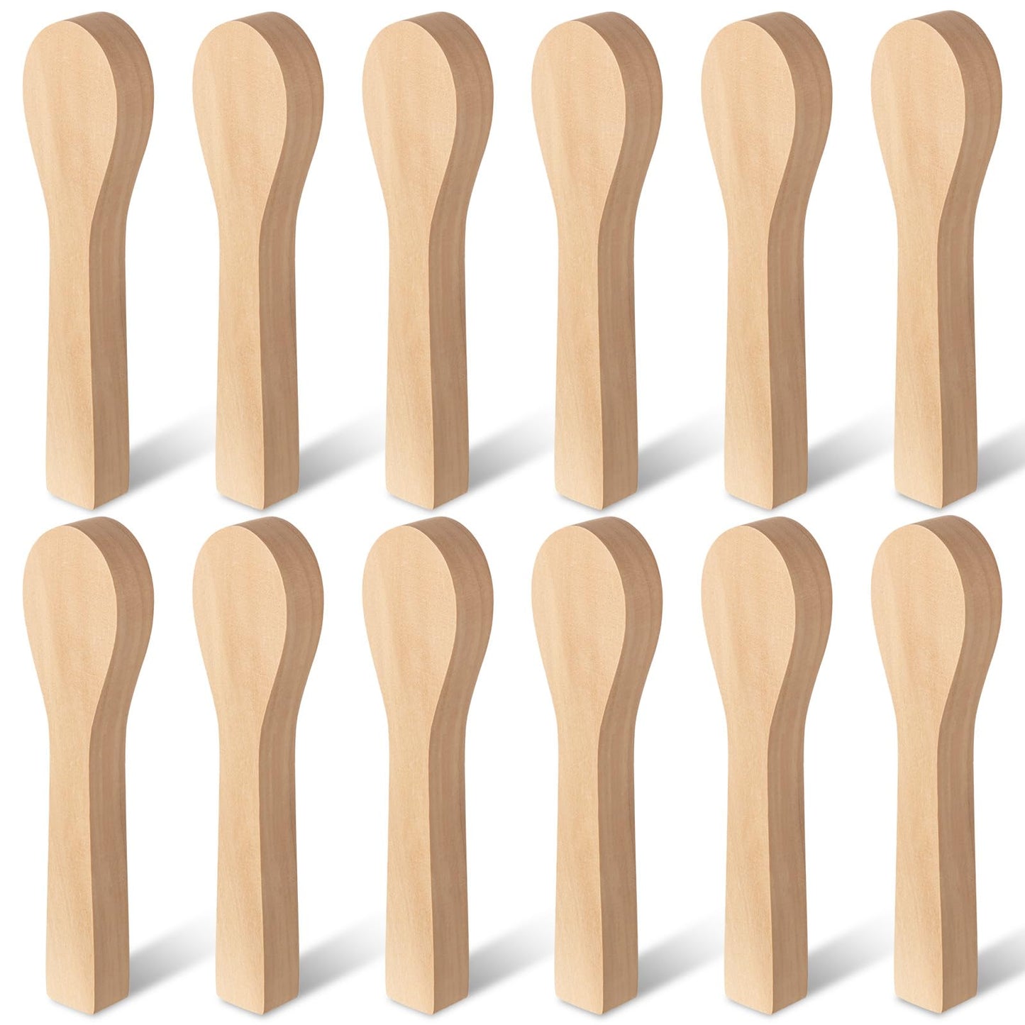 12Pcs Basswood Carving Blocks for Spoon Carving - Premium Unfinished Wood Blanks for Whittling Kit, Soft Wood for Carving, Hobby Craft Supplies for Beginners, Kids & Adults (Spoon Blank Set)