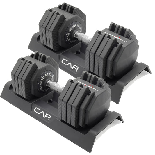 CAP Barbell 55 lb Pair of Adjustable Dumbbells with Full Rotation Chrome Handle