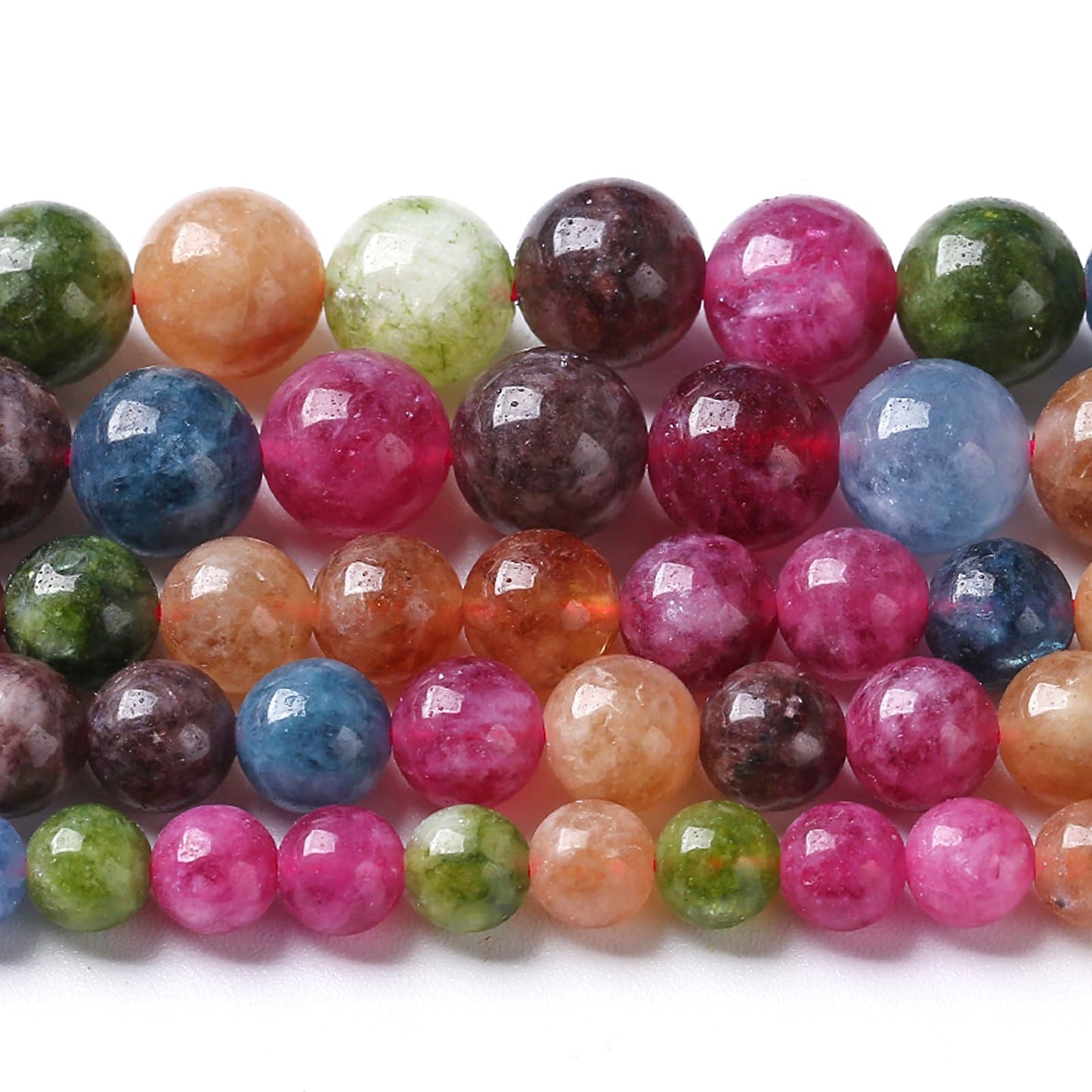 8MM Colorful Tourmaline Stone Beads Natural Gemstone Round Loose Beads for Jewelry Making Bracelet Necklace 900pcs 2 Strands 32"