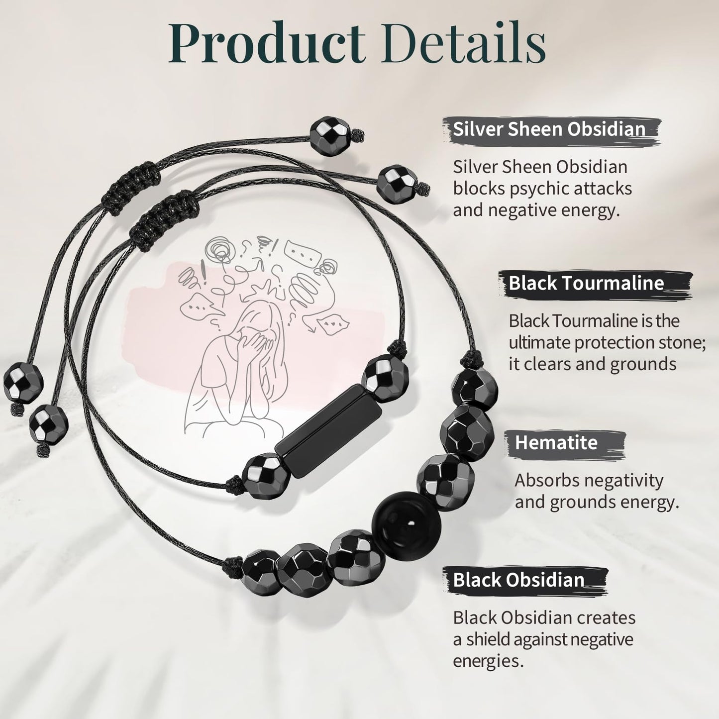ZOKCC Crystal Healing Bracelets Gifts for Women: Mothers Day Gifts for Mom - Spiritual Natural Stone Empath Protection Bracelets Birthday Graduation Gifts for Friends Sister Mom Daughter
