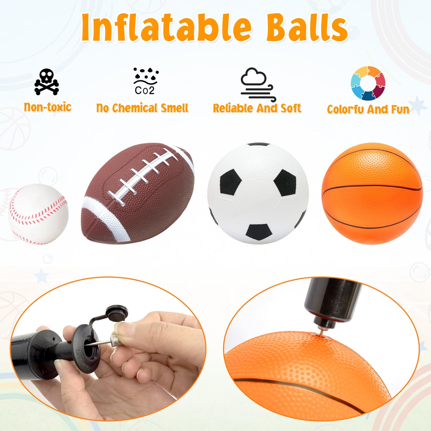 PARENTSWELL 8 Pcs Balls for Toddlers 1-3 Age, Kids Ball Toys Set (Football, Basketball, Soccer, Baseball) Baby Balls for Outside Playground, Boys Girls