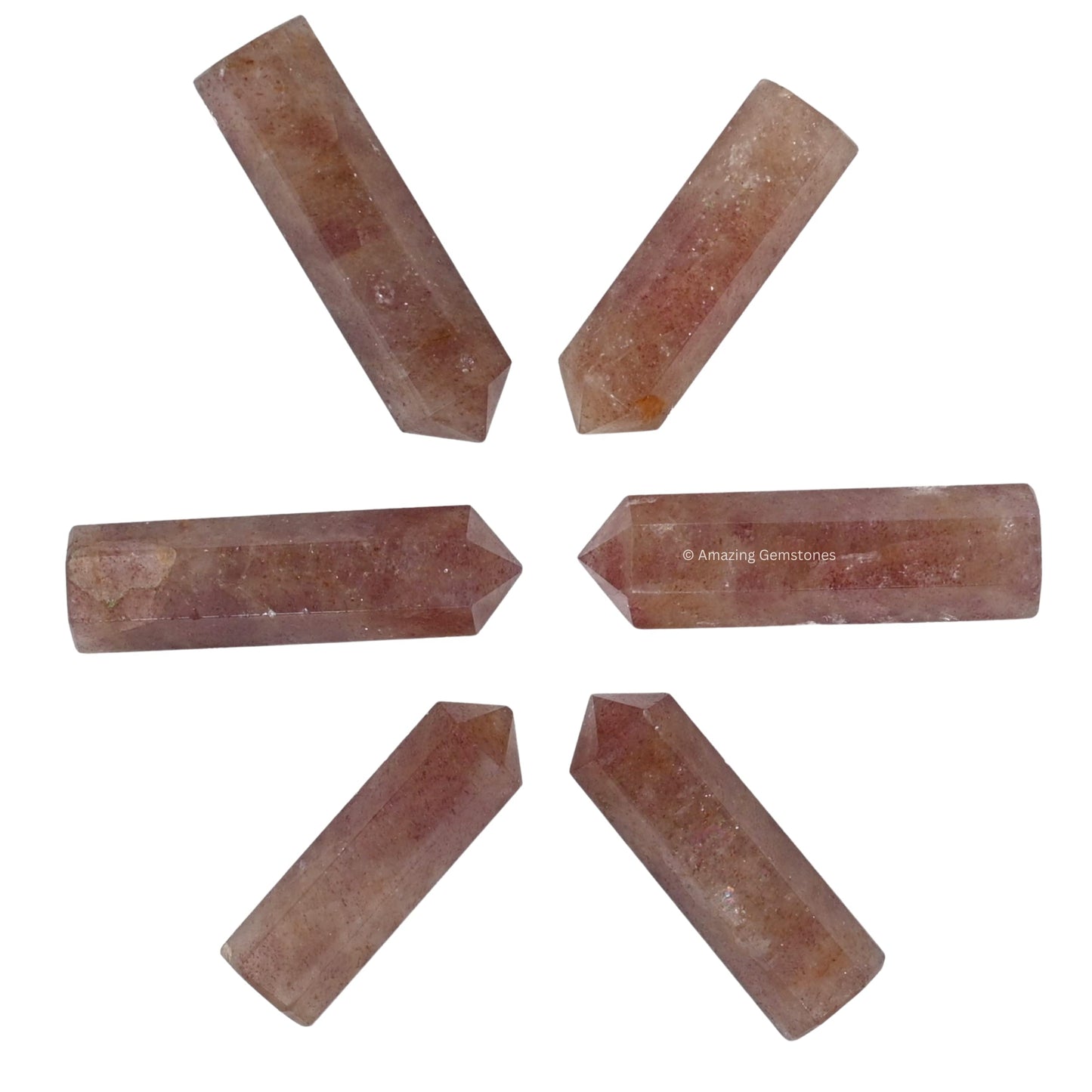 Amazing Gemstone Strawberry Quartz Crystal Points Bulk Healing Crystals and Stones - Pack of 3 Single Terminated Healing Wand Point Bulk Crystals for Crafts, Crystal Grid, DIY Work GIF