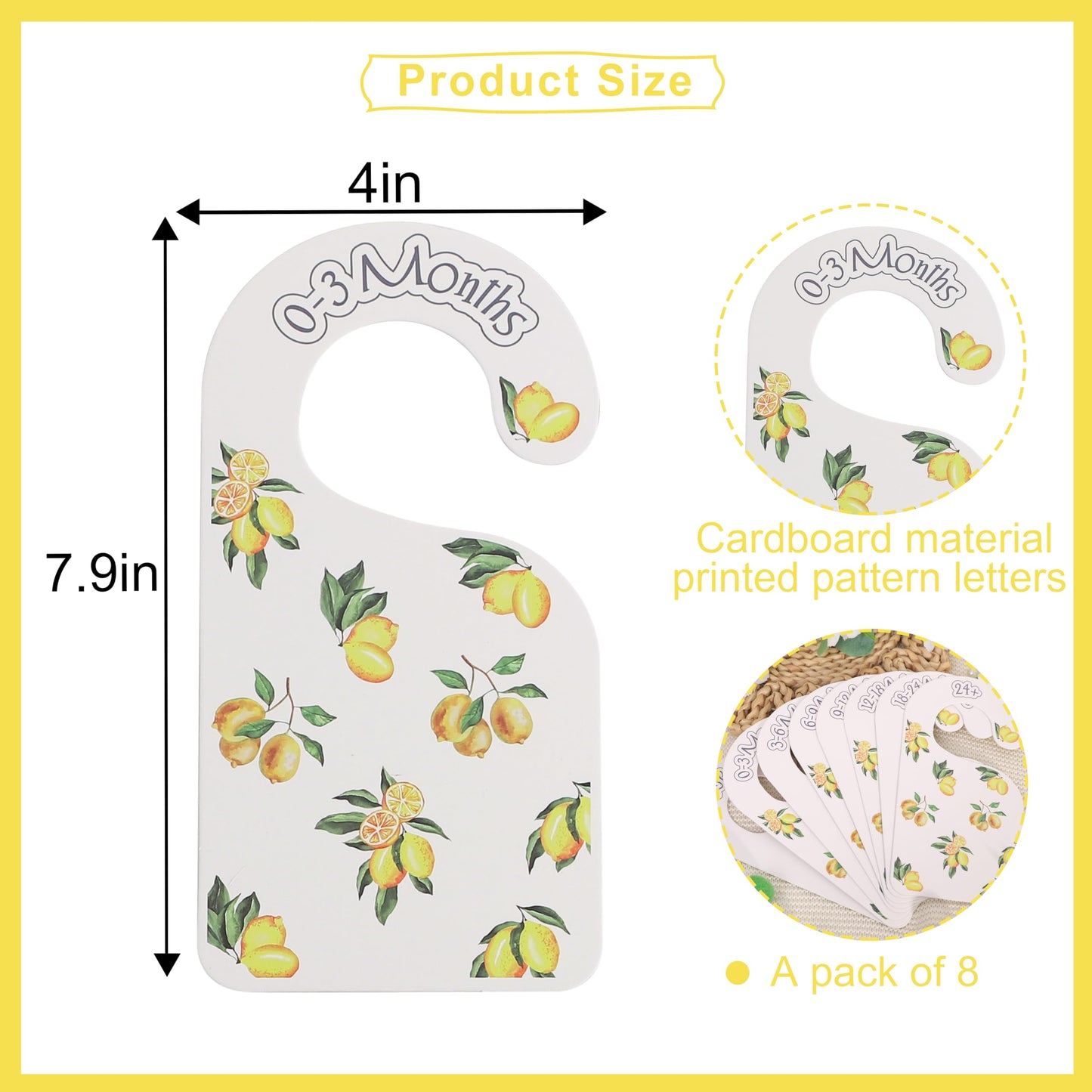 Lemonade Theme Baby Closet Dividers - Lemon Baby Clothes Nursery Size Organizer,Nursery Closet Dividers Newborn-24 Months (Lemon)