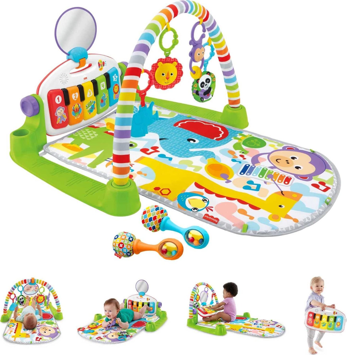Fisher-Price Baby Chair with Toys and Playmat with Piano Gym, Maracas & 5 Toys