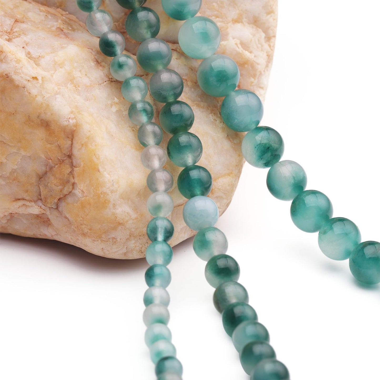 35pcs 10mm Natural Gemstone Beads for Jewelry Making Supplies,Flower Jade Healing Crystal Polished Round Loose Stone Beads for Bracelet Necklace 15 Inch