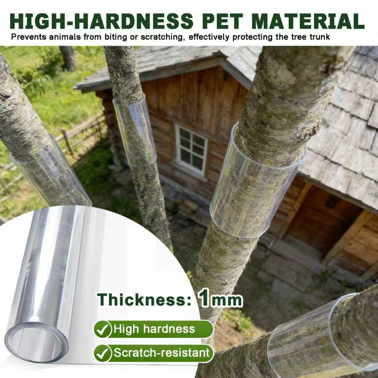 Serendipresent Extra Thick Tree Trunk Protector Guard-79 L x 15.9" W PET Plastic Wrap for Iguana & Cat Prevention, DIY Plant Greenhouse Including Waterproof Transparent Acrylic Double-Sided Adhesive