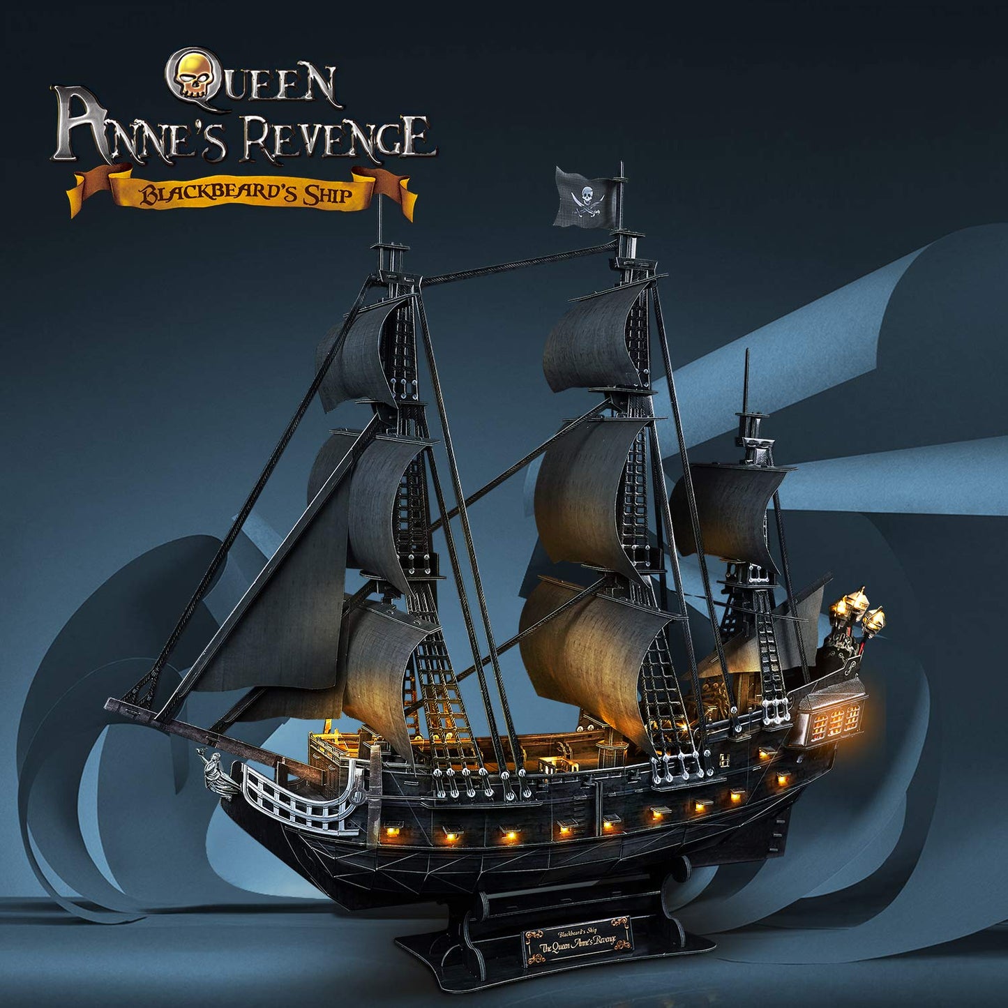 CubicFun 3D Puzzles for Adults Home Decor Pirate Ship Gifts for Men Women Model Kits Brain Teaser Gifts for mom,Queen Anne's Revenge 340 Pcs