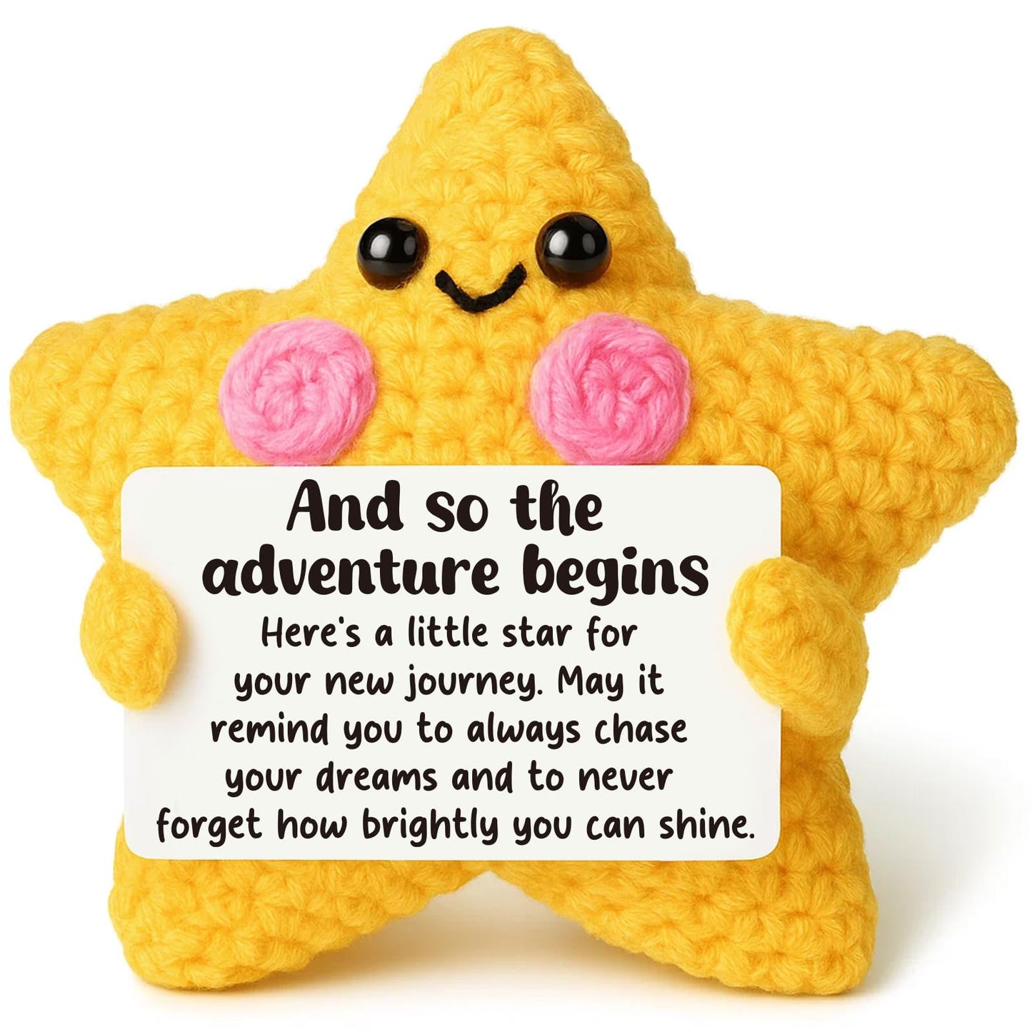 Crochet Star Graduation Gift, New Job & Good Luck Keepsake, Farewell & Moving Gift for Coworker Friend, Motivational Desk Decor for Student, Congratulations for New Adventure