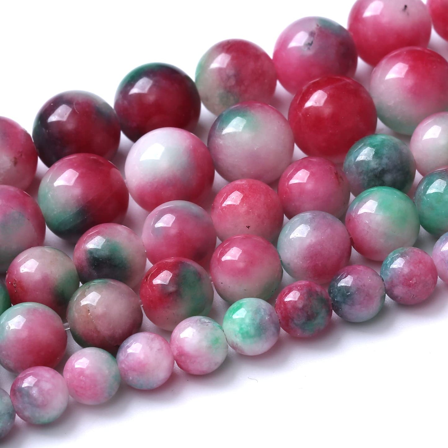 36pcs 10mm Natural Green Red Epidote Jade Stone Round Loose Spacer Beads for DIY Jewelry Making Necklaces Bracelets Healing Energy Beads (Epidote Jade, 10mm)