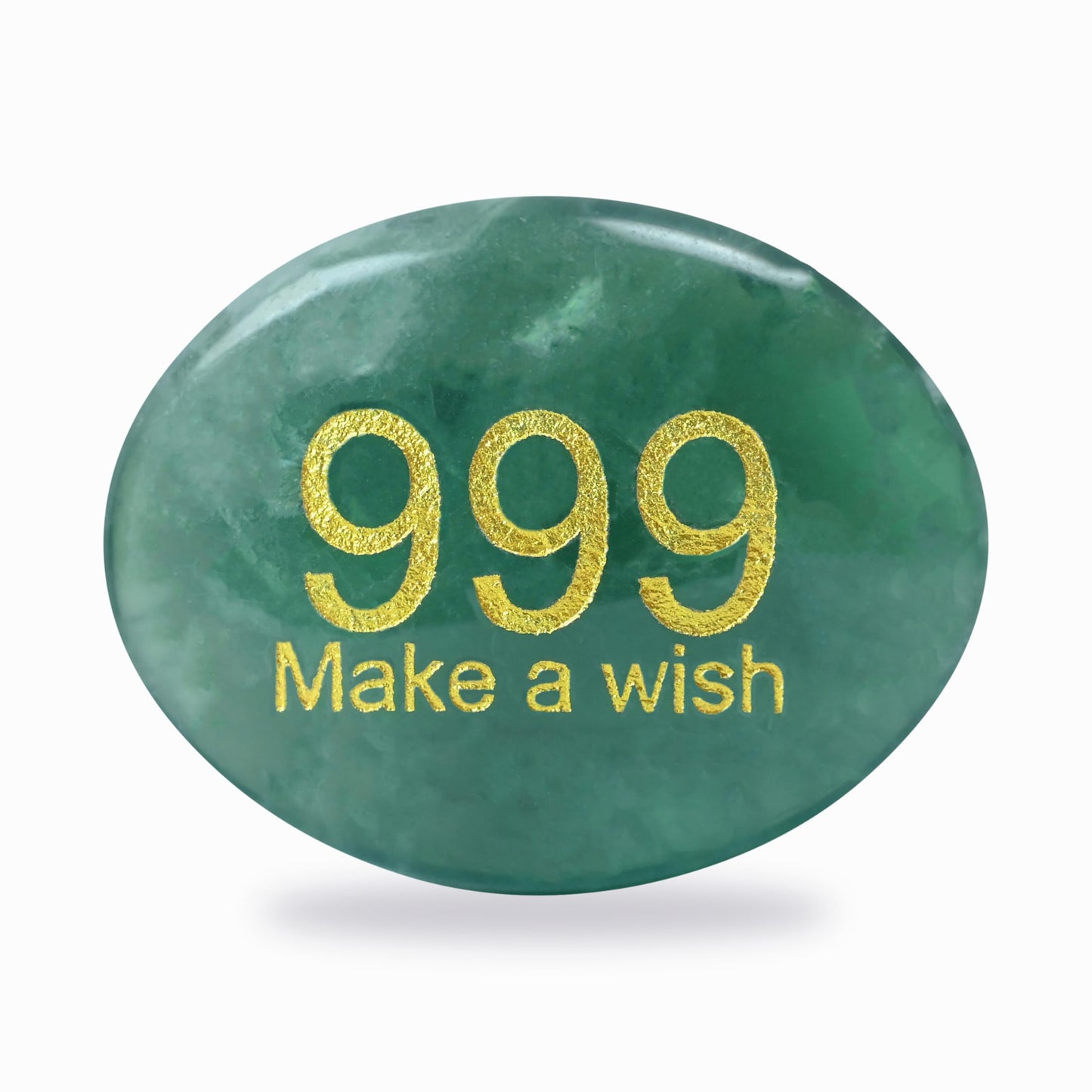 Palm Stone Gemstones, Healing Crystals Stone with Engraving Angel Numbers 999 for Lucky, Natural Hand Carved Green Fluorite for Inspirational Gifts, Meditation