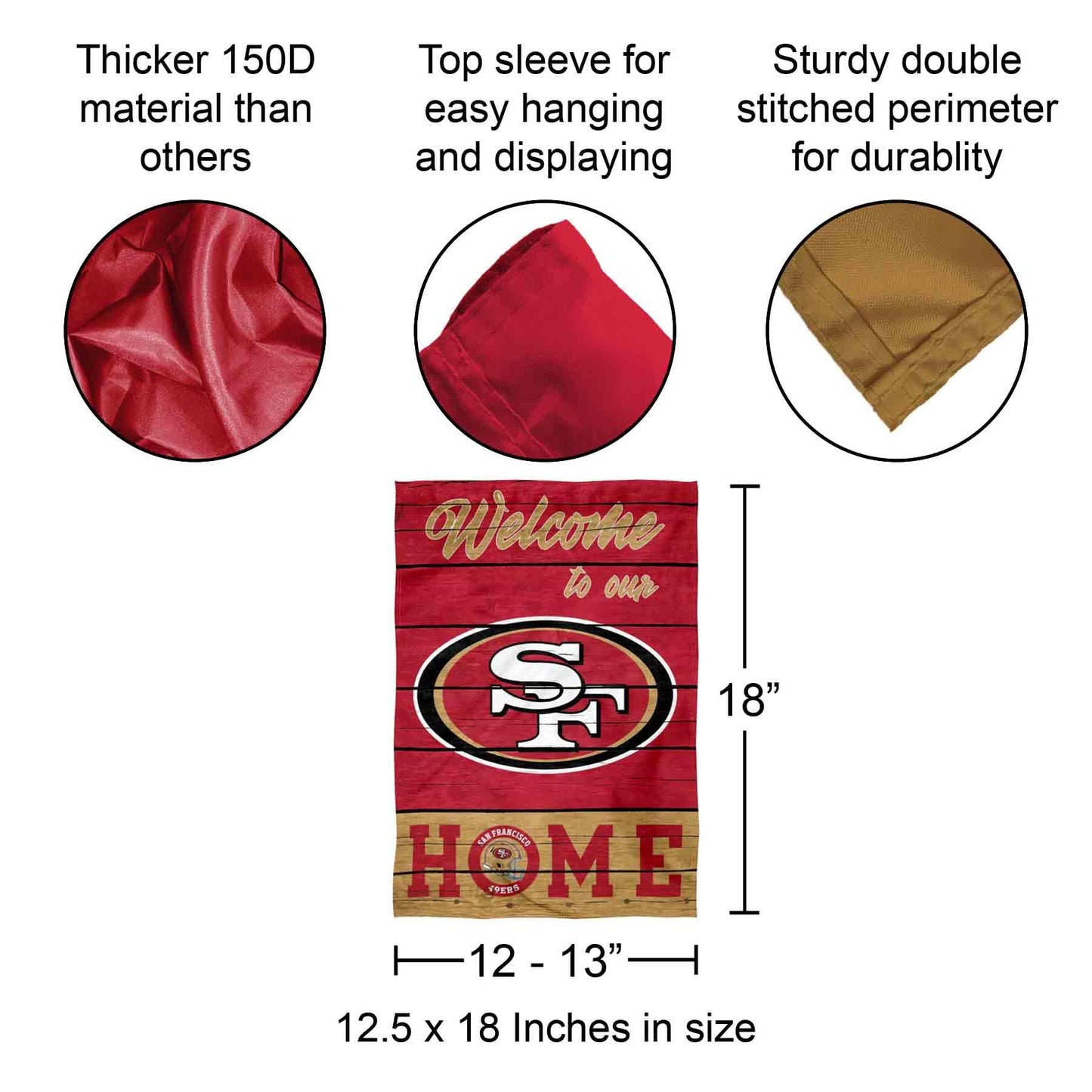 San Francisco 49ers Welcome Home Decorative Garden Flag Double Sided Banner