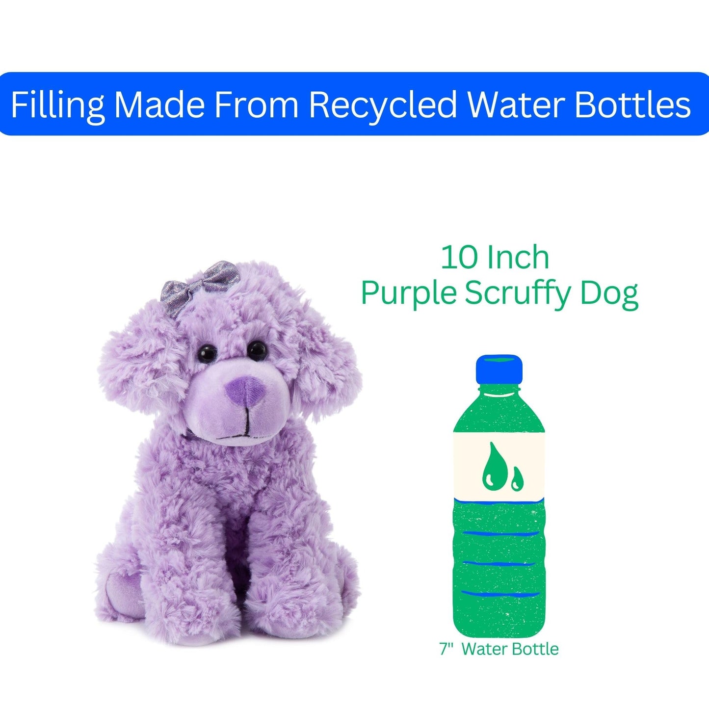 The Petting Zoo Scruffy Dog Stuffed Animal, Gifts for Girls, Purple Dog Plush Toy 9 Inches