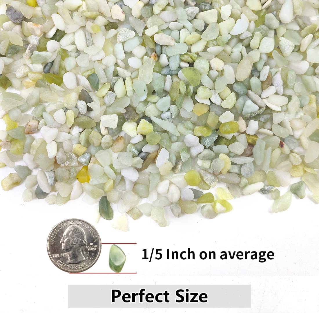 YISZM 2LB Succulent and Cactus Pebbles, 1/5 Inch Jade Natural Decorative Polished Stones, River Rocks for for Indoor Plants, Vases, Planters and Outdoor Gardening