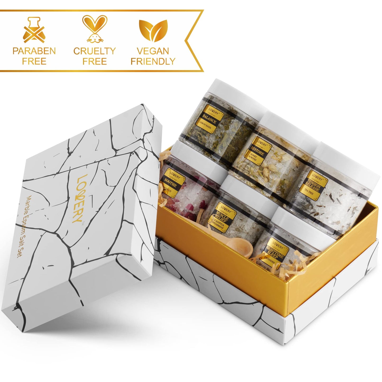 Mothers Day Gifts for Mom, Epsom Bath Salts Gift Basket Set, Self Care Salt with Essential Oil, Gifts for Women, Her, Mother, Lavender, Eucalyptus, Lemon, Coconut, Tea Tree, Honey Almond