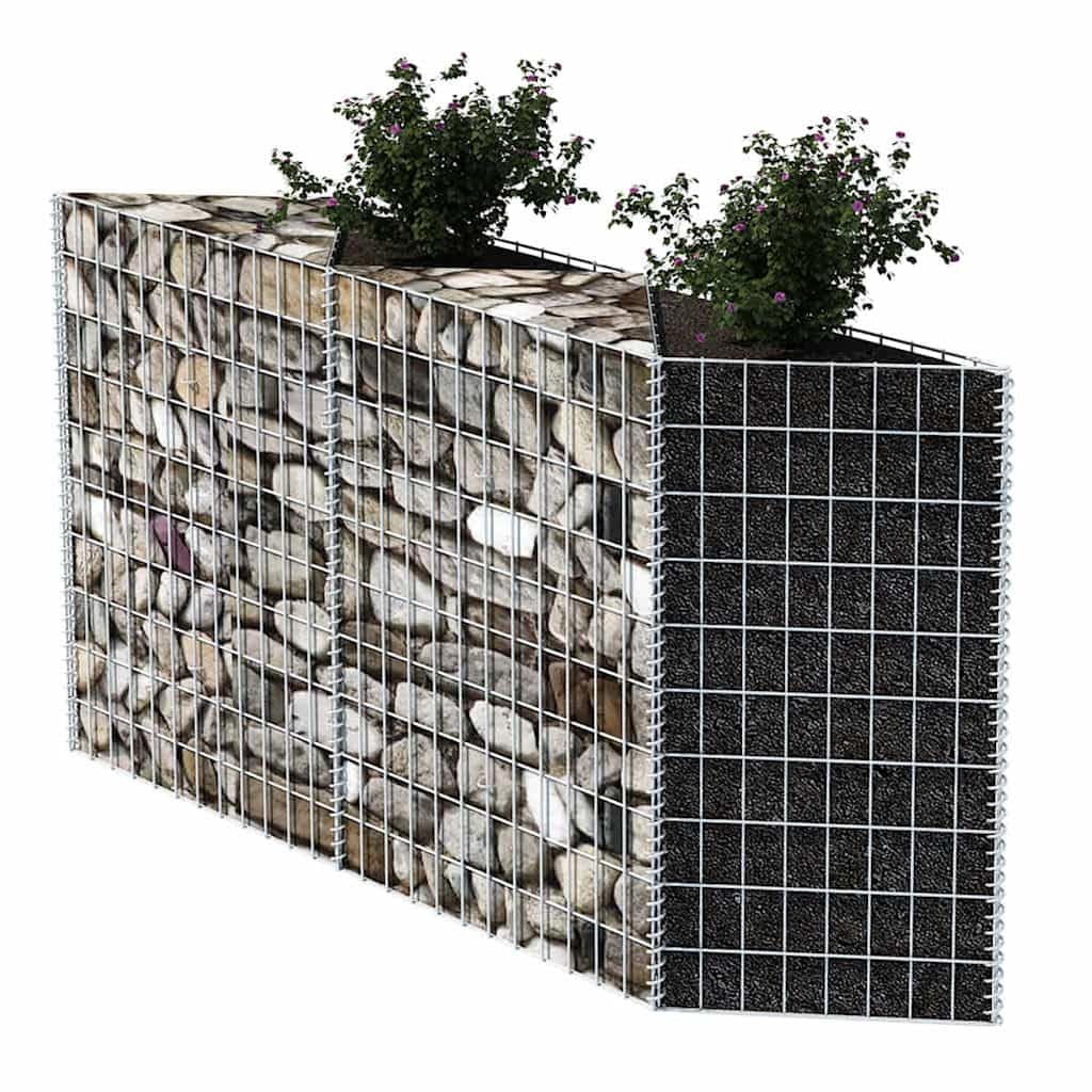 Gabion Basket Galvanized Steel 47.2"x11.8"x39.4" Rustproof Metal Fence Mesh Panels Easy to Assemble Fence Kit for Garden Border Yard Edge Fencing Outdoor Use